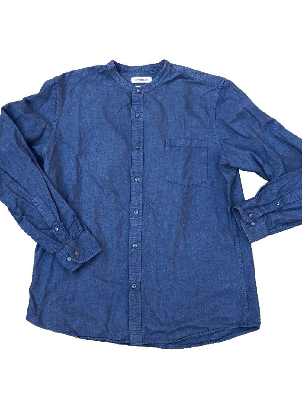 GOODTHREADS No Lapel Chambray Button Down Shirt Men's XL Slim Fit Cotton